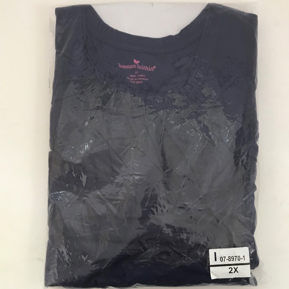 WOMAN WITHIN 100% Cotton Short Sleeve Tunic Blue New Women’s Plus Size 2X - Picture 4 of 6